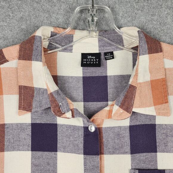 Disney Mickey Mouse and Friends Women's Shirt Flannel Button Up Long Sleeve L - Picture 3 of 9